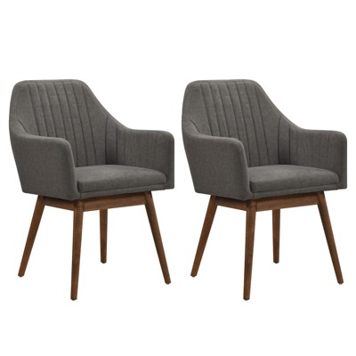 Costway Dining Chairs Set of 2 Upholstered Accent Chairs with Comfy Padded Backrest Beige/Black/Gray