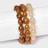 Beaded Stretch Bracelet Set 3pc - A New Day™ Brown/Ivory - 2 of 4