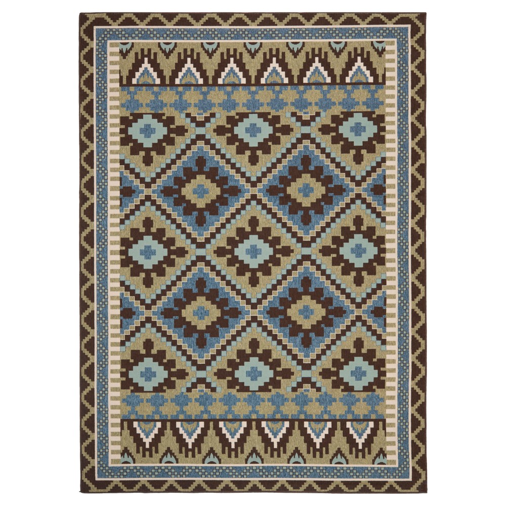 Saleem Indoor/Outdoor Area Rug - Green/Chocolate (8'x11'2in) - Safavieh