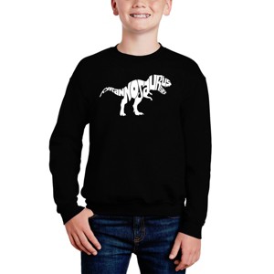 LA Pop Art Tyrannosaurus Rex - Boy's Word Art Crewneck Sweatshirt - 1 of 3