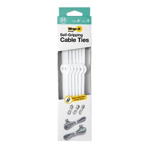 Wrap-It Cable Ties 24pk 6" and 9" White - 1 of 4