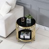 CAVINAS Coffee Tables for Living Room 35.43" Luxurious Round Coffee Table Gorgeous Golden Metal Coffee Table with Clear Glass - 4 of 4
