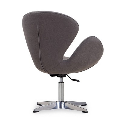 Gray Leather and Fabric Swivel Chair with Metal Base