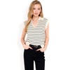 Anna-Kaci Women's Striped Knit Sleeveless Sweater Vest with Collared V-Neck - 2 of 4