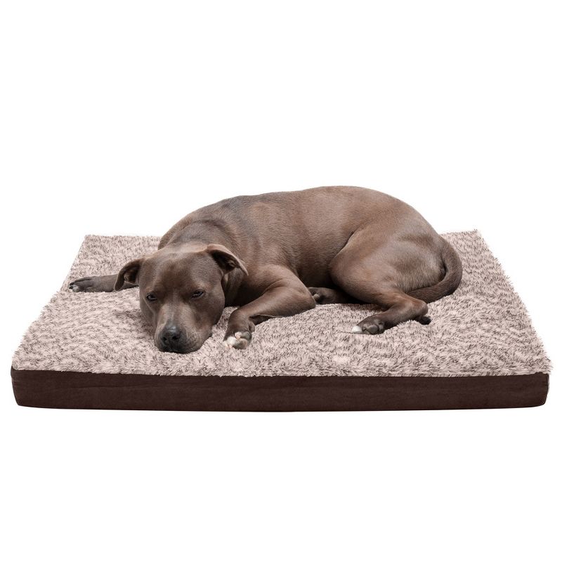 FurHaven Two-Tone Faux Fur & Suede Deluxe Orthopedic Mattress Dog Bed, 1 of 5