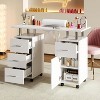 Manicure Table Nail Desk, with Dust Collector, Wrist Cushion, Nail Desk Salon Station w/Storage Cabinet, 4 Drawers and and Lockable Wheels - 2 of 4