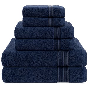 American Soft Linen Pleated Collection 100% Combed Cotton Luxury 6 Piece Towel Set, Zero Twist Ultra Soft and Plush Towels for Bathroom - 1 of 4