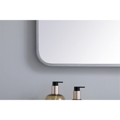 Evermore Contemporary 22x40" Silver Rectangular Wood Vanity Mirror