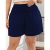 Women Plus Size Comfy Shorts Elastic High Waist Casual Summer Pleated Lounge RayonShorts - 2 of 4