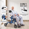 Rollator Walker for Seniors with Seat, 3 in 1 Walker Wheelchair Combo with 8¡± Non-Slip Wheels Reversible Backrest Detachable Footrests - 4 of 4