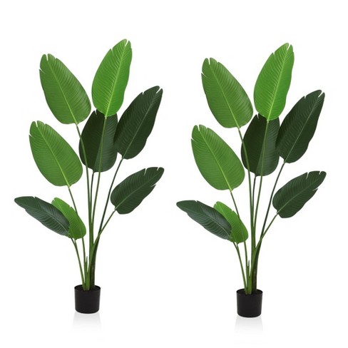 Tangkula Artificial Ficus Silk Tree Faux Potted Greenery Ficus Plants  Decorations : Target