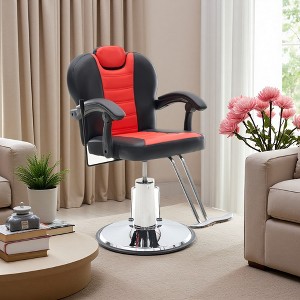 Adjustable Reclining Barber Chair with Hydraulic Pump and 360-degree Swivel - 1 of 4