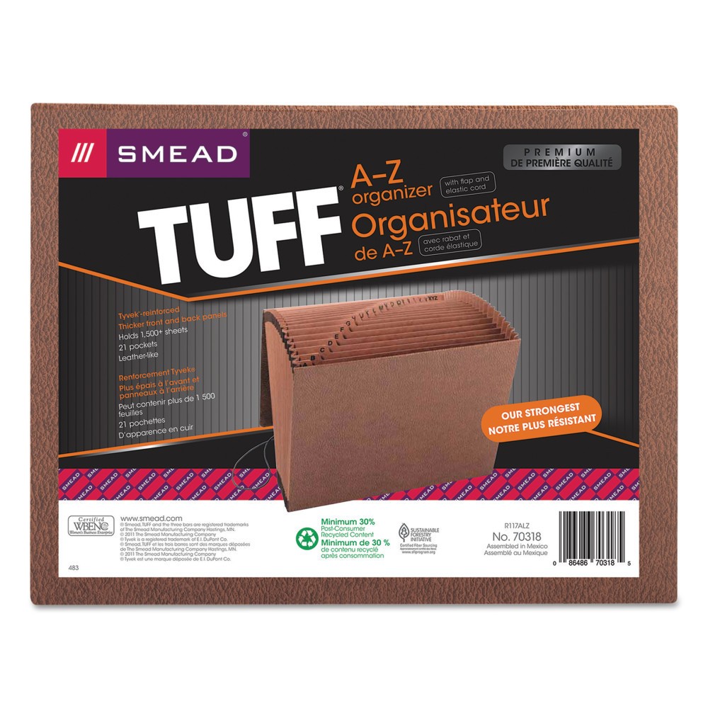 UPC 086486703185 product image for Smead Heavy-Duty A-Z Accordion Expanding File Folders, 21 Pocket, Letter, Leathe | upcitemdb.com