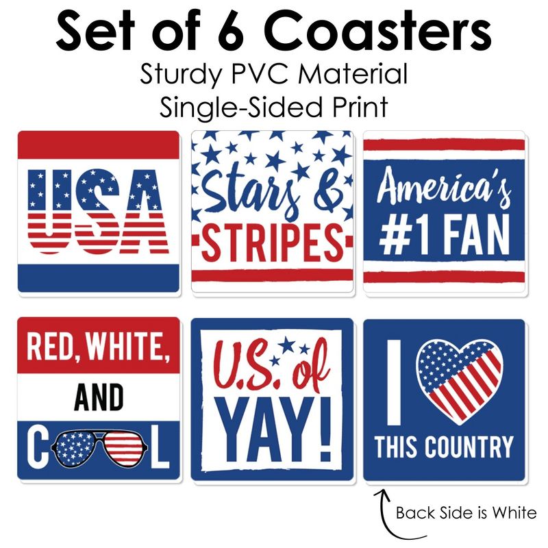 Big Dot of Happiness Stars & Stripes - Memorial Day, 4th of July and Labor Day USA Patriotic Party Decorations - Drink Coasters - Set of 6, 5 of 9