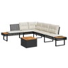 vidaXL 2 Piece Patio Sofa Set with Cushions Outdoor Poly Rattan and Acacia - Black Non-Adjustable Tabletop - 2 of 4