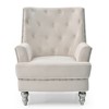Traditional Upholstered Chair with Round Arms, Comfortable Seating and No Assembly Required - 3 of 4