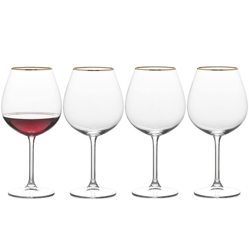 Mikasa Julie Gold Set of 4 Red Wine Glasses, 25-Ounce, Clear, 5 of 7