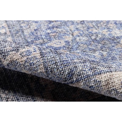 Helena Blue and White Cotton Blend Rectangular Rug 3' x 5'