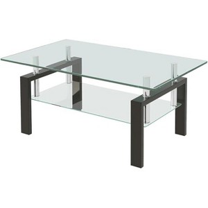 CuisinSmart Glass Coffee Table, Modern Side Coffee Table For Living Room, 2-Tier Tea Table With Tempered Glass Tabletop, Lower Shelf For Living Room - 1 of 4