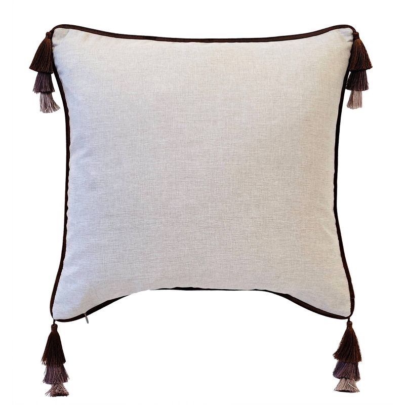 18.5"x18.5" Nolita Reversible Solid Velvet to Faux Linen Stacked Tassel Square Throw Pillow - Edie@Home, 3 of 6