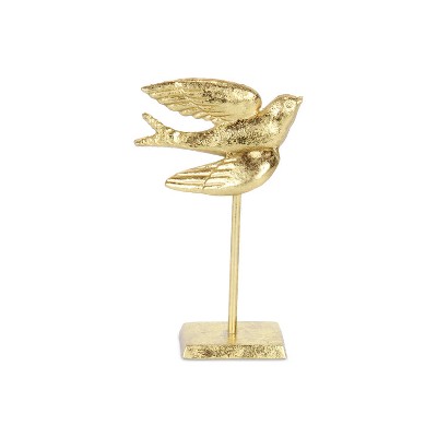 Cheung's Lirondelle Golden Raised Cast Iron Flying Swallow Decor