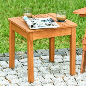 Costway Wooden Square Side End Table Patio Coffee Bistro Table Indoor Outdoor Natural