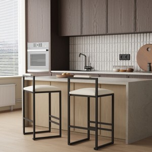 KWPZQEB Bar Stools Set of 2, Tall Bar Stool with Backrest & Footrest, Counter Stools with Upholstered,Counter Height Bar Stool for Dining Room,Kitchen - 1 of 4
