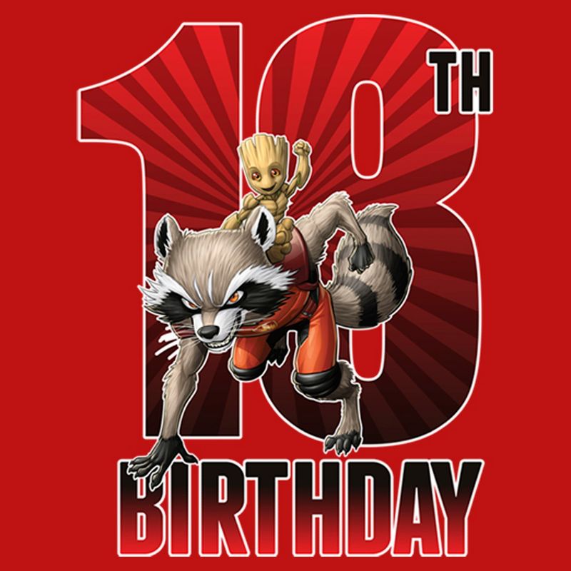 Junior's Marvel Rocket and Baby Groot 18th Birthday T-Shirt, 2 of 5