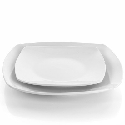 18-Piece White Porcelain Square Dinnerware Set