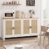 Rattan Buffet Cabinet with 4 Doors and Shelf, Sideboard Accent Cabinet for Dining Room, Living Room, Hallway - 3 of 4