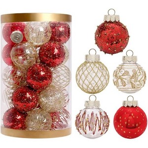 25 Pcs Christmas Ball Ornaments, 2.36 Inch Clear Christmas Tree Decorations, Shatterproof PVC Halling Balls Ornaments Set - 1 of 4