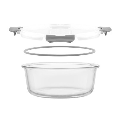 24-Piece Light Grey Borosilicate Glass Food Storage Set