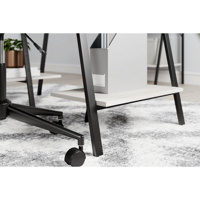 Black and White Transitional Home Office Desk with Shelves