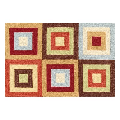 2'x3' Rectangle Hooked Geometric Accent Rug Orange - C&F Home