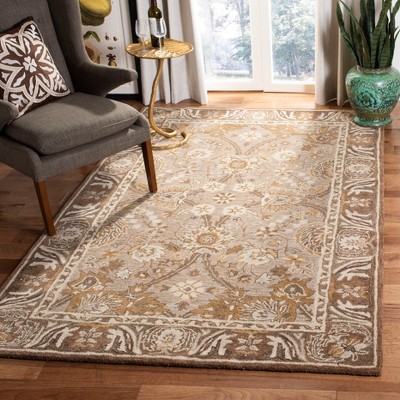 Handmade Dark Grey and Brown Wool Tufted 4' x 6' Area Rug