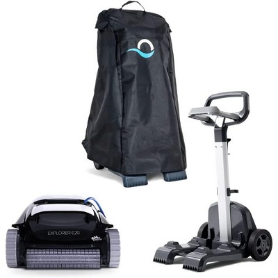 Dolphin Explorer E20 (2025) Robotic Pool Cleaner with Caddy & Cover for Storage, for Inground Pools up to 33 FT