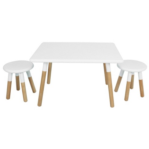 Kids Dipped Table And Stool Set White Acessentials Rectangle Wood Table For Kids 3 piece Set Ages 3 Target