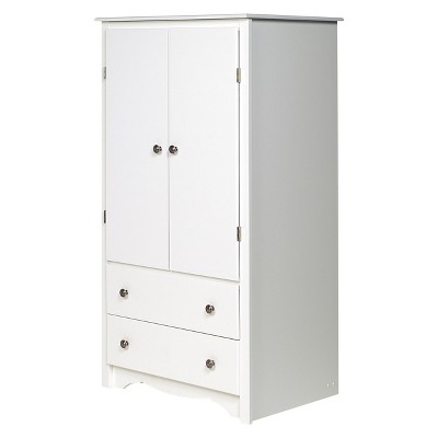 Photo 1 of ***partial set***Monterey Armoire White - Prepac: Transitional Style, Wood Composite, 2-Door Wardrobe for Hanging Clothes