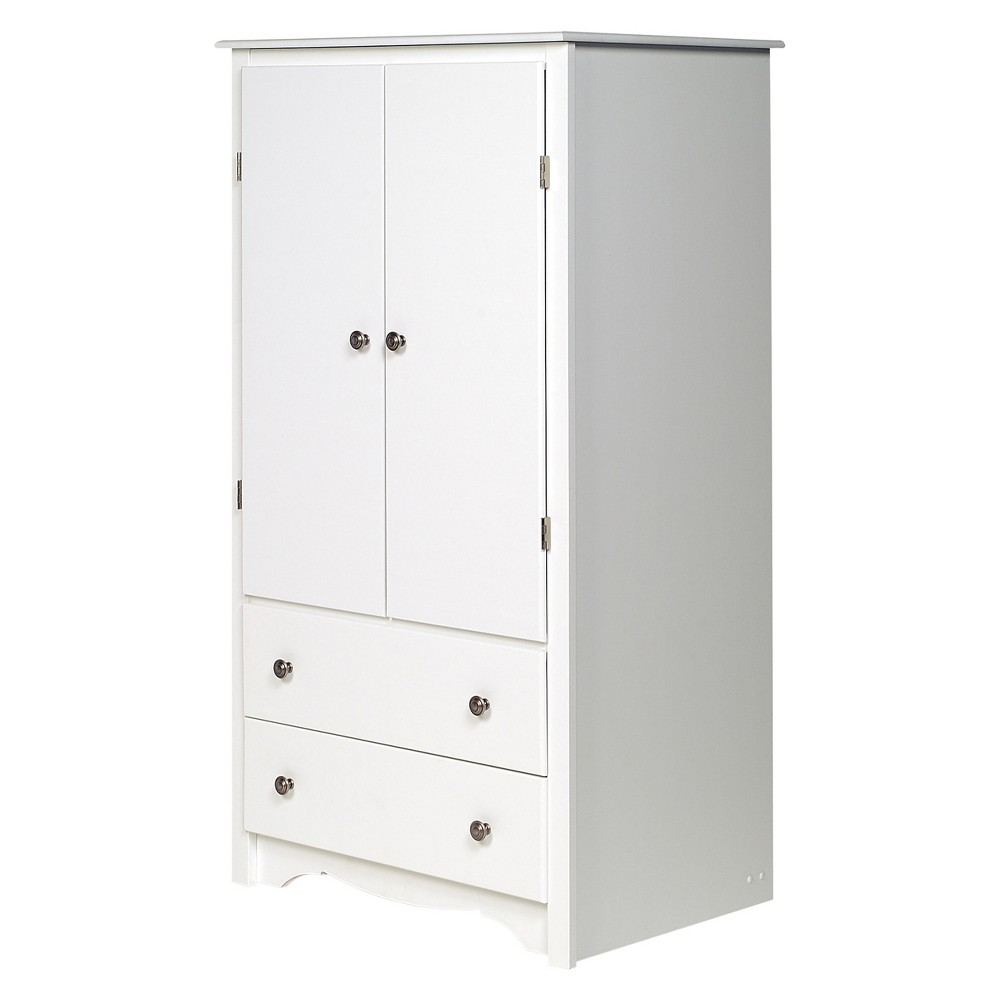 Photos - Wardrobe Prepac Monterey Armoire White: Transitional Style, Wood Composite, 2-Door  for Hanging Clothes