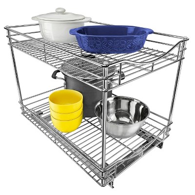 Ulruo 2 Pack Double Pull Out Under Sink Organizers, 2 Tier Multi