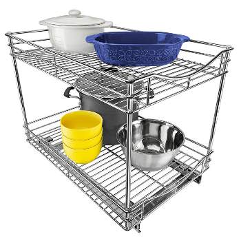 Lynk Professional 14" x 21" Slide Out Double Shelf - Pull Out Two Tier Sliding Under Cabinet Organizer