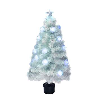 Northlight 4' Pre-Lit Medium White Iridescent Fiber Optic Artificial Christmas Tree, Blue LED Lights