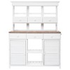 Tall Garden Potting Bench with Hutch, 6 Drawers, 2 Cabinets & Side Hooks, Fir Wood, Indoor/Outdoor Workstation - 2 of 4