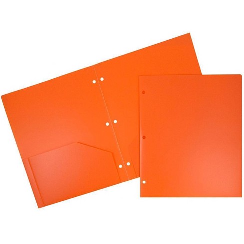 Jam 6pk Heavy Duty 3 Hole Punch 2 Pocket School Presentation Paper Folder  Orange : Target