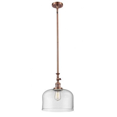 Bell - 1 Light Stem Hung Mini Pendant In Industrial Style-15 Inches Tall and 12 Inches Wide