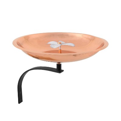 11.5" Dogwood Garden Birdbath with Wall Mount Bracket Copper Plated - ACHLA Designs