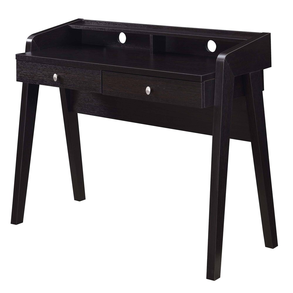 Photos - Office Desk Newport Deluxe 2 Drawer Desk with Shelf Espresso - Breighton Home