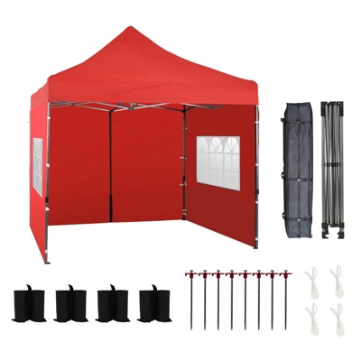 Aoodor 10' × 10' Commercial Instant Pop Up Canopy Tent, 3 Adjustable Heights,  Fully Waterproof Portable Gazebo Shelter, with Wheeled Bag