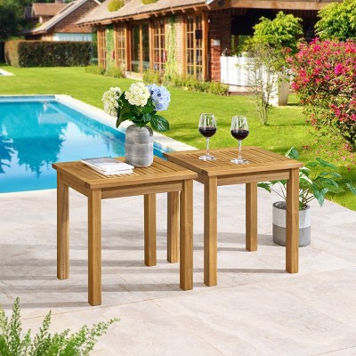 Okemo Natural Acacia Wood Outdoor End Table Set