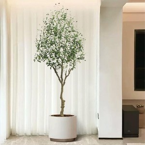 Fake Olive Tree with Natural Wood Trunks，2pcs  Artificial Olive Tree,Faux Trees Indoor with Planter,Realistic Leaves， for Home Decor - 1 of 4